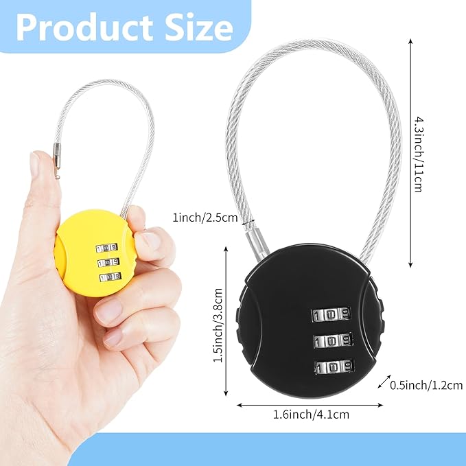 Moxweyeni 48 Pack Combination Wire Lock 3 Digit Small Combo Luggage Number Cable Padlock Outdoor Waterproof Resettable Lock for School Gym Locker Travel Backpack Suitcase Storage (Mixed Color)