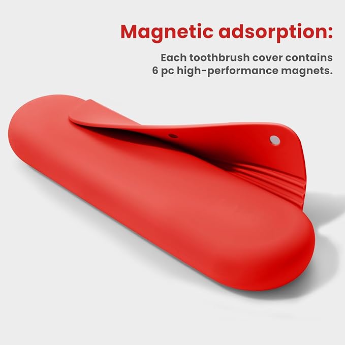 Silicone Electric Toothbrush Travel Case, Manual Toothbrush Travel Cover for Men and Women,Toothbrush Holder for Travel,Gym and More, Fits Most Manual and Electric Toothbrushes - Red