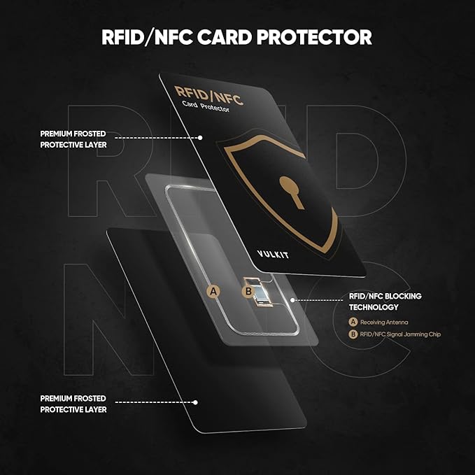 VULKIT RFID Blocking Cards 4 Pack Credit Card Protectors NFC Contactless Cards Protection for Business & Travel Wallet