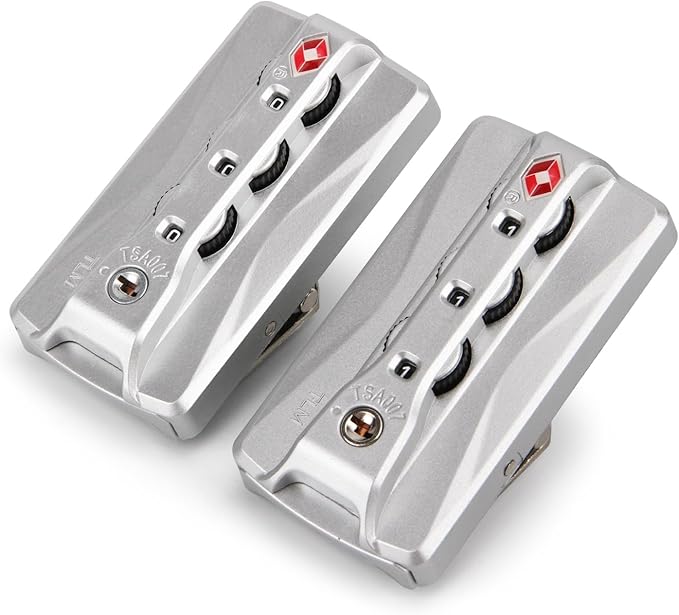 2-Pack TSA Locks for Luggage, Luggage Locks TSA Approved, Small Travel Combination Lock for Luggage Bag Backpack Baggage Suitcase, Silver JS620