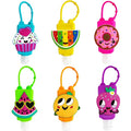 6Pcs Travel Size Kids Empty Hand Sanitizer Bottles with Keychain Holder Detachable Silicone Protective Case 30ml Plastic Travel Bottles Leak Proof Refillable Containers - Fruit & Cake