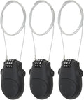 Combination Cable Lock, Cable Luggage Locks with 30 inch Retractable Steel Cable, Travel Lock Combo Mini Lock for Suitcase Stroller Bike (3, Black)