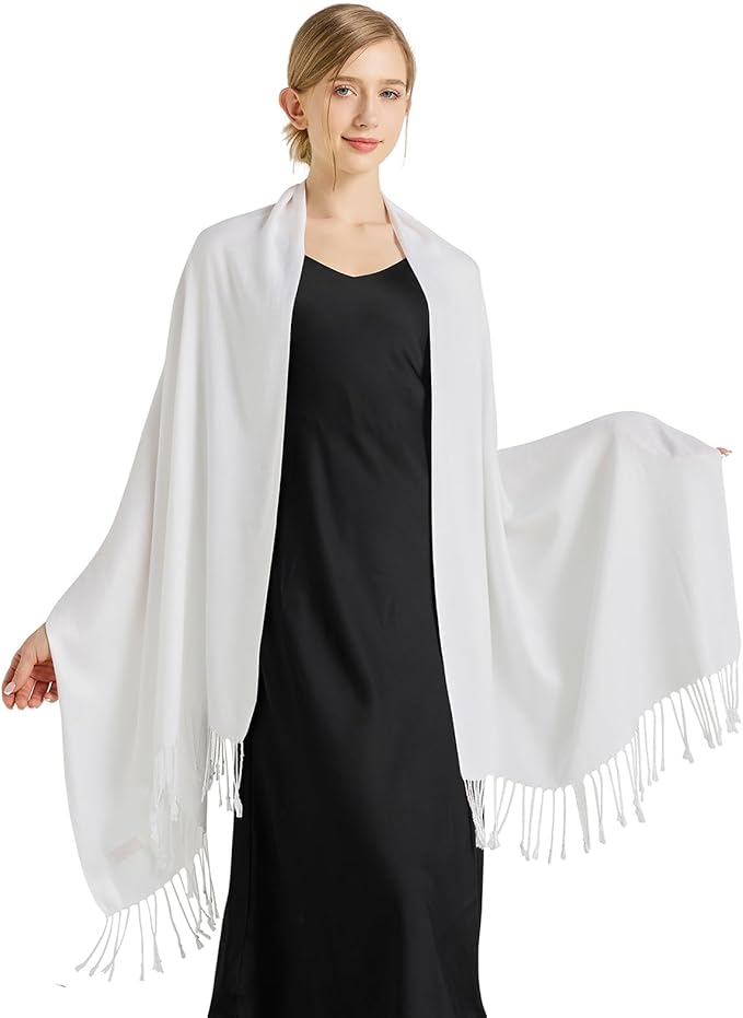 Soft Silky Pashmina Shawl Wraps Solid Colors Scarf for Wedding Evening Dresses