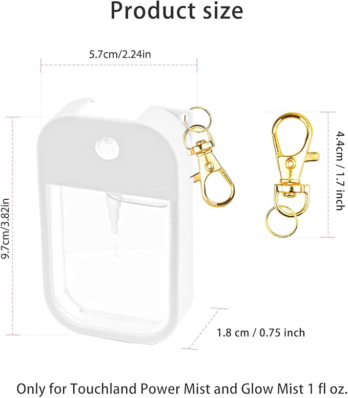 Silicone Case for Touchland Hand Sanitizer Spray 1 FL OZ., Stylish Protective Cover with Keychain Hanging Accessory