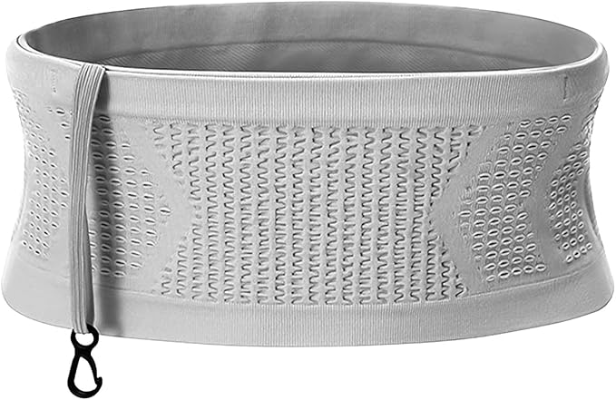 Adorila Slim Running Belt, No-Bounce Hidden Waist Pack with 360° Opening for Soft Flask, Cellphones, Keys or Gels, Grey, Small