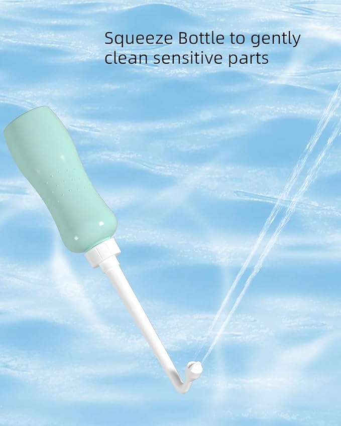 Hibbent 2 Pack 500ml Portable Bidet Sprayer for Women or Men, Handheld Travel Bidet for Personal Hygiene, Jet Spray Bottle for Toilet & Bathroom, Peri Bottle for Postpartum Care, Travel Bag, Green