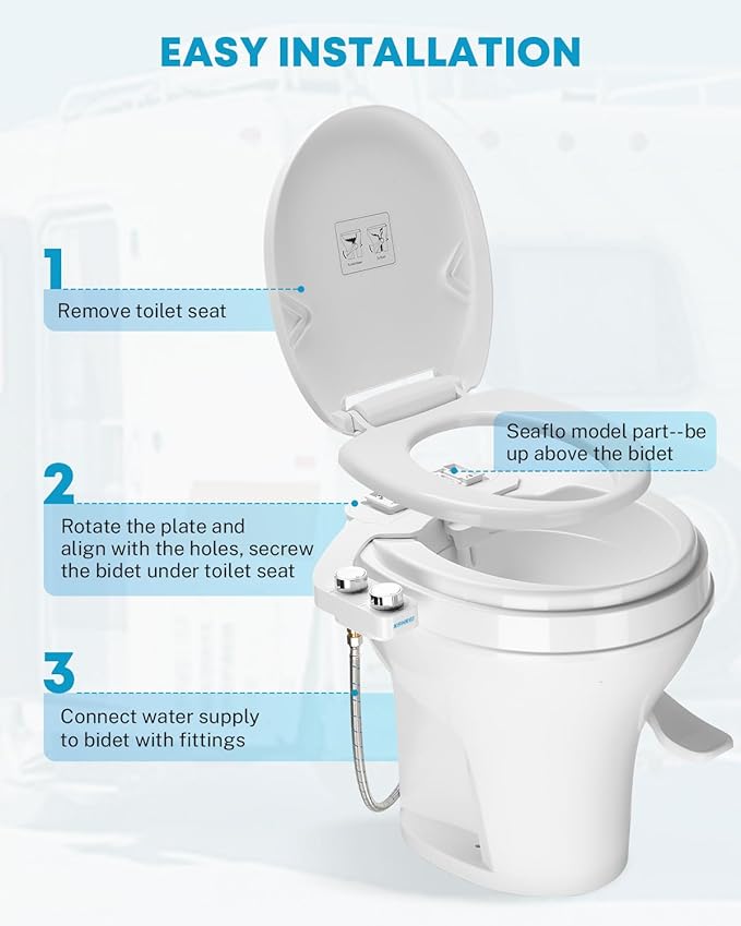 Kohree RV Bidet for Camper RV Toilet, Non Electric Bidet Attachment for RV Toilet Seat with Water Pressure Controls, Retractable Self-Cleaning Dual Nozzles & Modes for Rear and Feminine Wash
