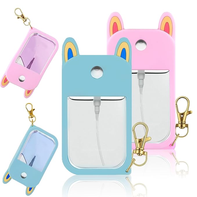 Hand Sanitizer Spray Case Compatible with Touchland 2Pcs Hand Sanitizer Keychain Holder Hand Sanitizer Case with Keychain for Touch Land Mist Travel Cover Travel Size Hand Spray Accessory