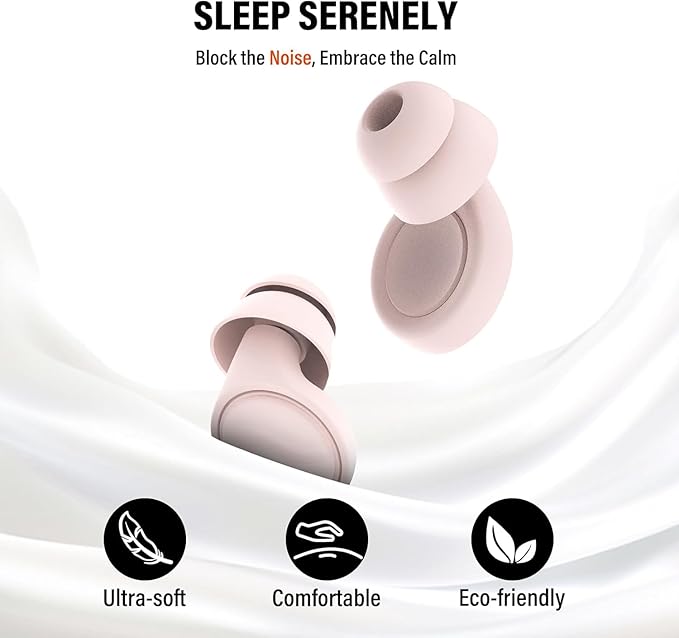 Ear Plugs for Sleeping Noise Cancelling - 35dB Reusable Ear Plugs with 7 Eartips and Carry Case - Flexible Hearing Protection - Replaceable Single/Double Eartips for Sleep, Focus, Travel, Work