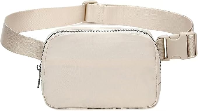 Belt Bag for Women Fanny Pack Dupes, Fashion Crossbody Waist Pack Bag with Adjustable Strap, Everywhere Belt Bag for Travel Outdoors Running Hiking（Ivory White）