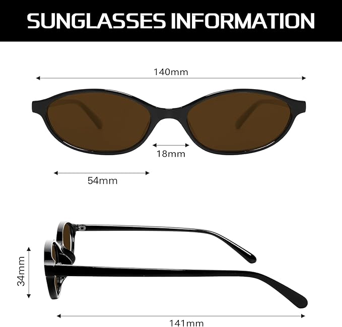 GUVIVI Retro Oval Sunglasses for Women Chic Cat Eye 90s Sunnies Lightweight Narrow Shades Trendy UV protection Sun Glasses