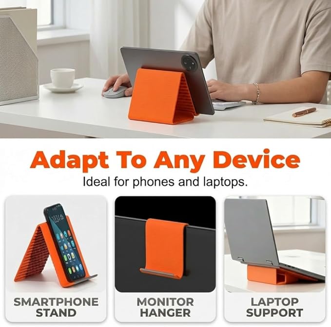Eadwe Portable Foldable Silicone Aluminum Phone Holder, 2026 New Adjustable Phone Stand for Desk, Airplane Phone Holder for Tablet Laptop Desk Travel Non-Slip Bed Office Treadmill (Black*2)