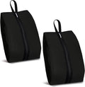 Shoe Bag for Travel, Water-Resistant Shoe Pouch for Gym, Odor-Resistant Soccer Cleats Bag with Zipper for Sports Travel Work Men and Women (Black, 2-Pack)