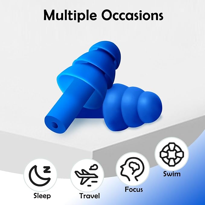 Leffis Ear Plugs for Sleeping Noise Cancelling, 10 Colors 20 Pairs Reusable Soft Silicone Earplugs, Waterproof Hearing Protection for Snoring, Swimming, Concerts, Work and Travel