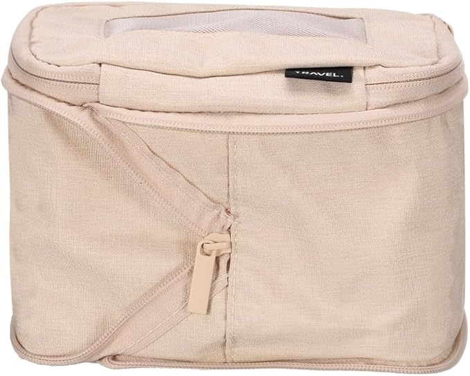HARFINGTON Compression Packing Cube for Suitcases 18x12x13cm Lightweight Luggage Organizers Bag Travel Essentials Compression Bags for Carry on Suitcases, Beige