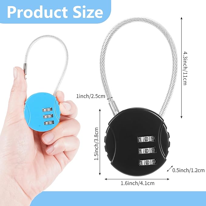 Moxweyeni 32 Pack Combination Wire Lock 3 Digit Small Combo Luggage Number Cable Padlock Outdoor Waterproof Resettable Lock for School Gym Locker Travel Backpack Suitcase Storage (Black,Silver,Blue)