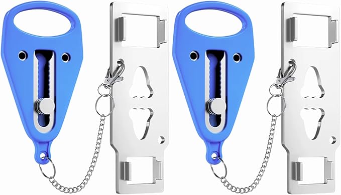 Portable Door Lock 2 Pack for Travel – Hotel Door Locks for Travelers Security – Door Safety Lock from Inside for Home & Apartment – Travel Locks for Hotel Rooms – (Blue)