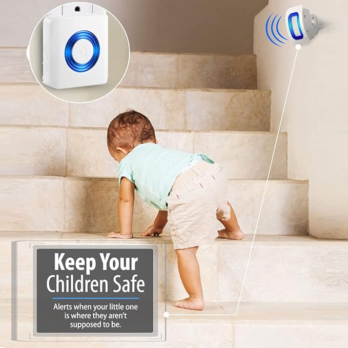 Evernary Wireless Indoor Motion Sensor Alarm, Bed Alarm and Fall Prevention for Elderly / Dementia Patients /Kids (2 Motion Detector +1 Receiver)