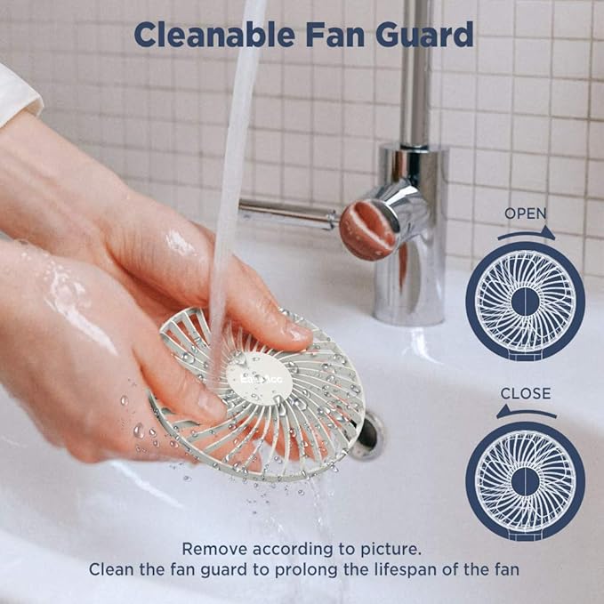 EasyAcc Handheld Fan, 5000 Battery Operated Portable Fan [ 4 Speed 20 Hours Powerful Hand Table Fan ] One Touch Power Off Foldable USB Desk Fan for Home Travel Outdoor