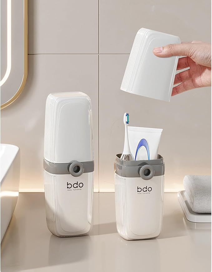 Toothbrush Travel Case & Travel Soap Holder Dish Tray Set of 2, Portable Clear Toothbrush Holders with Cover Leakproof Bar Soap Holder for Traveling School Camping Business Bathroom