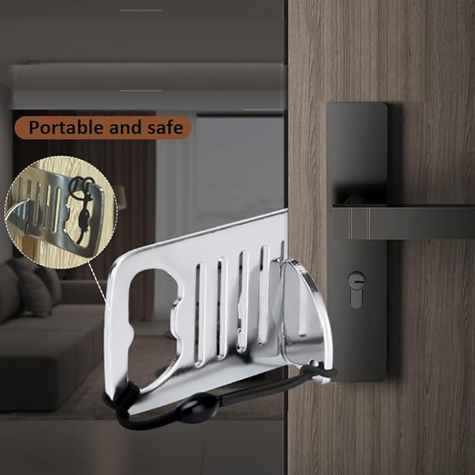 Mengshen 2 Pack Portable Door Stopper Easy Setup Heavy Duty Door Lock for Travel Apartments Hotels Lightweight Security for Women