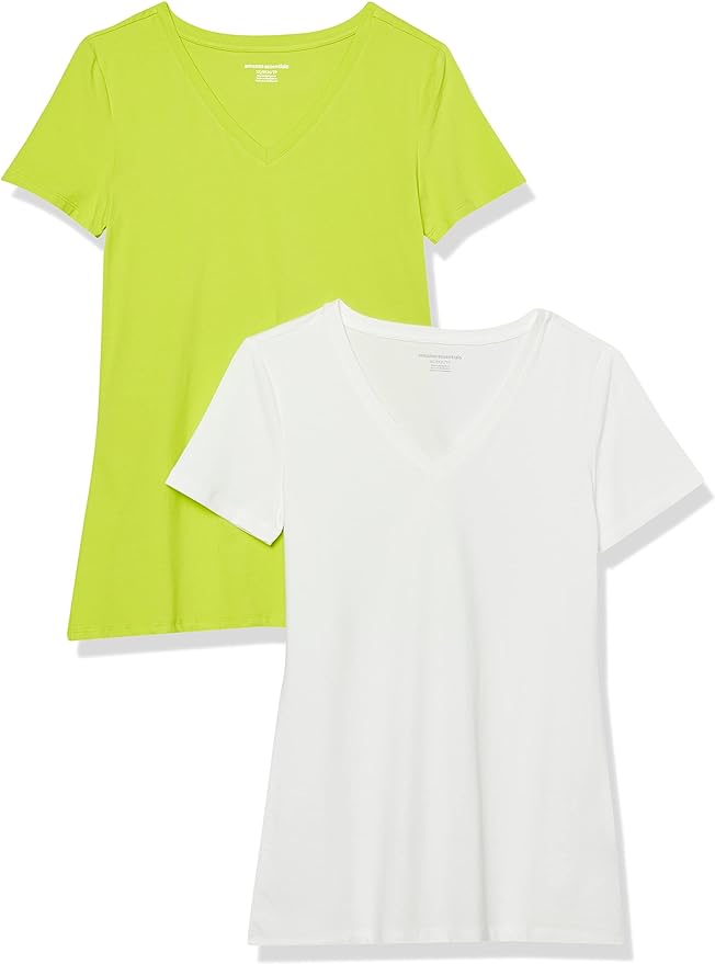 Amazon Essentials Women's Regular-Fit Short-Sleeve T-Shirt (Crewneck and V-Neck Options), Multipacks