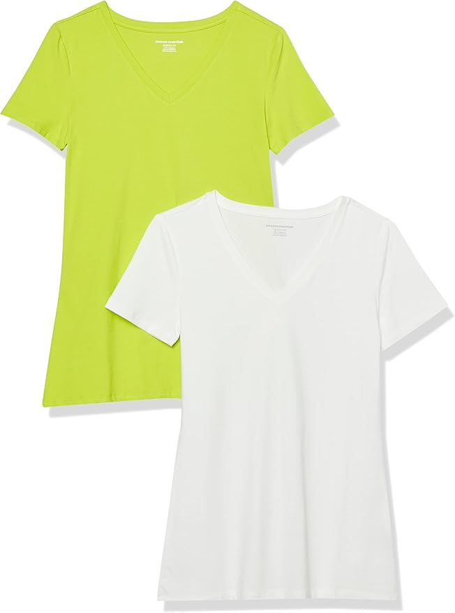 Amazon Essentials Women's Regular-Fit Short-Sleeve T-Shirt (Crewneck and V-Neck Options), Multipacks
