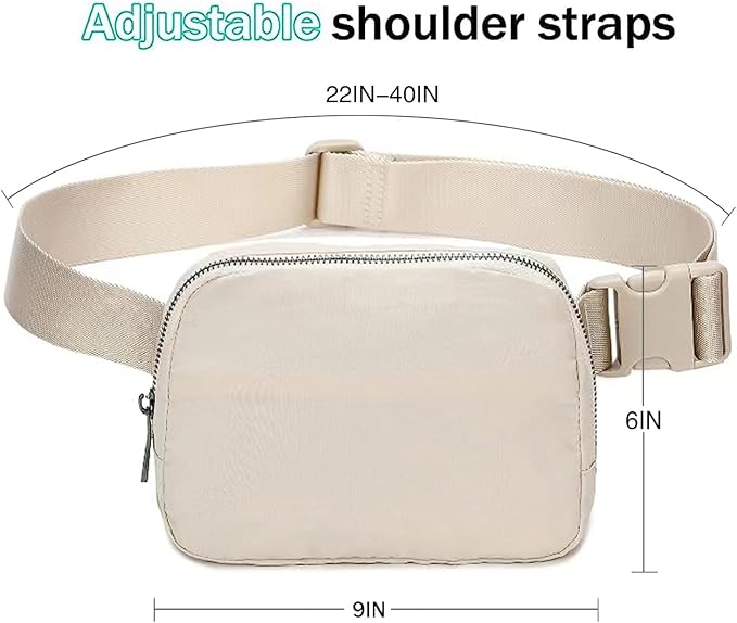 Belt Bag for Women Fanny Pack Dupes, Fashion Crossbody Waist Pack Bag with Adjustable Strap, Everywhere Belt Bag for Travel Outdoors Running Hiking（Ivory White）