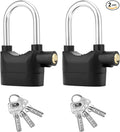 QWORK Alarm Lock, 110 Db Universal Security Alarm Lock System Burglar Door Motor Bike Padlock with 6 Keys (Black), 2 Pack
