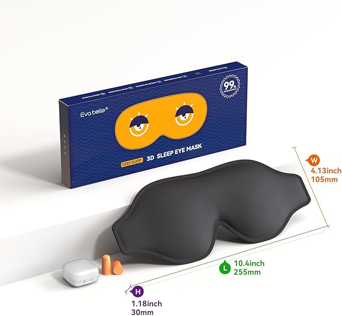 Sleep Mask, EVA BELLE Eye Mask for Sleeping, Light Blocking Sleeping Mask, Soft Breathable Sleep Masks for Women Men, Smooth Sleep Eye Mask Eye Cover, Soft Eye Shade Cover 3D Memory Foam, Adjustable