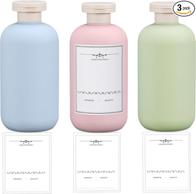 Travel Shampoo Bottle, Empty Plastic Squeeze Bottles 10oz with Flip Cap, Lotion Container for Tavel Size Shampoo and Conditioner