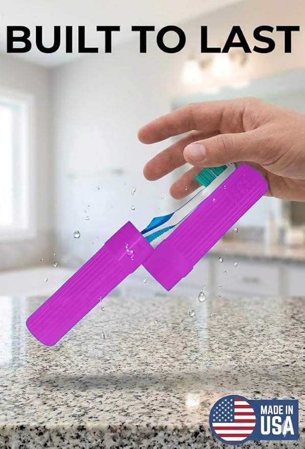American Comb Toothbrush Holder (Blue & Pink) Made in USA, with Ventilation Holes, for Toothbrush Covers, Toothbrush Holder, Toothbrush Soft, Durable Design, Hygienic Bathroom Accessory