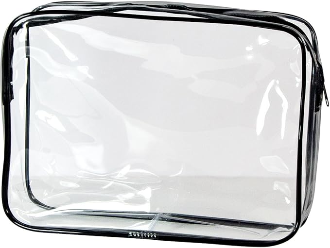 1-Pack Clear TSA Approved Toiletry Bag, Quart Size Travel Organizer, Water Resistant, Travel Cosmetic & Makeup Bags, Carry-On Airport Compliant Bag (1, Black)