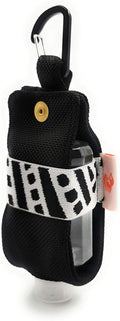 Travel Size Hand Sanitizer Holder,Bottle Case and Carabiner Carrier bag-Portable Mini Waist Bag for Liquids Clip On Belt Loop, Backpack and Purse - Includes Empty 60ml/ 2 oz Reusable Bottle (Black)