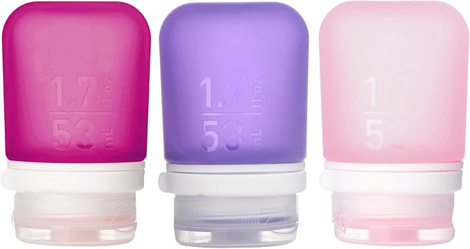 humangear GoToob+ Bottles - Silicone Leak-Proof Travel Tubes for Toiletries, Camping & TSA Carry-On (3-Pack), Small (1.7 fl oz; 53ml), Rose/Lilac/Magenta