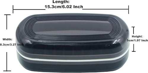 2 Pack Travel Soap Case Holder,Portable Soap Box with Draining Layer for Shower,Bathroom,Camping,Hiking,Gym (Black)-Large