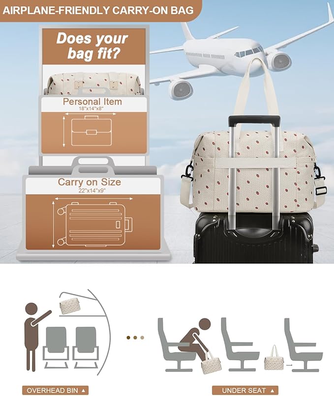 Pritent Travel Duffle Bag, Waterproof Weekender Overnight Hospital Bags for Women Men with Toiletry Bag Lightweight Carry on Personal Item Duffle Gym Bag for Travel, Airplanes, Sports