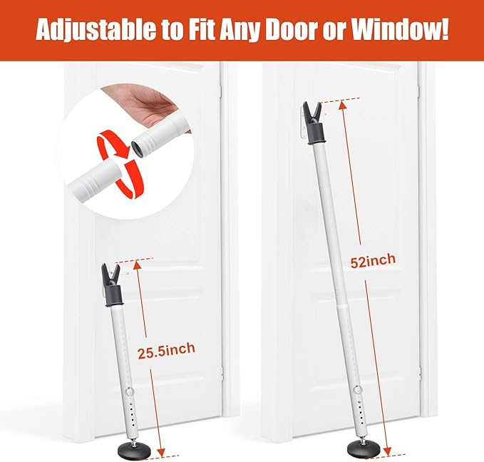 Door Security Bar for Home & Travel - 21-52" Adjustable Heavy Duty Anti-Burglar Door Stopper Stick,Anti-Slip Base for Front, Patio, Sliding Window,Hotel,Apartment - Women,Travelers Essentials