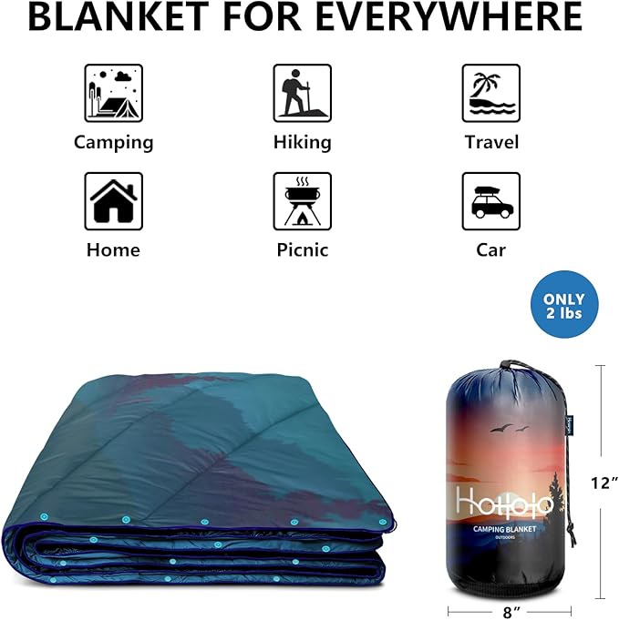 Camping Blanket,Lightweight Puffy Printed Camping Blanket Packable Outdoor Blanket for Camping,Traveling, Stadium, Hiking, Picnics
