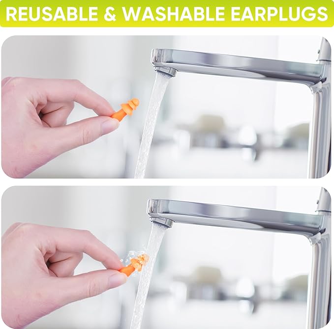 TICONN 12 Pairs Reusable Silicone Ear Plugs for Sleeping Noise Cancelling, Individually Wrapped 25dB NRR Corded Earplugs for Study Concentration Travel (12 Pairs)