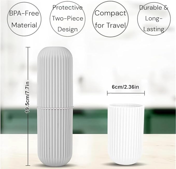 Julaé Travel Toothbrush Holder (2-Pack) – Hygienic Leak-Resistant Case with Rinse Cup – Portable Toothbrush Cover for Travel, Gym & School