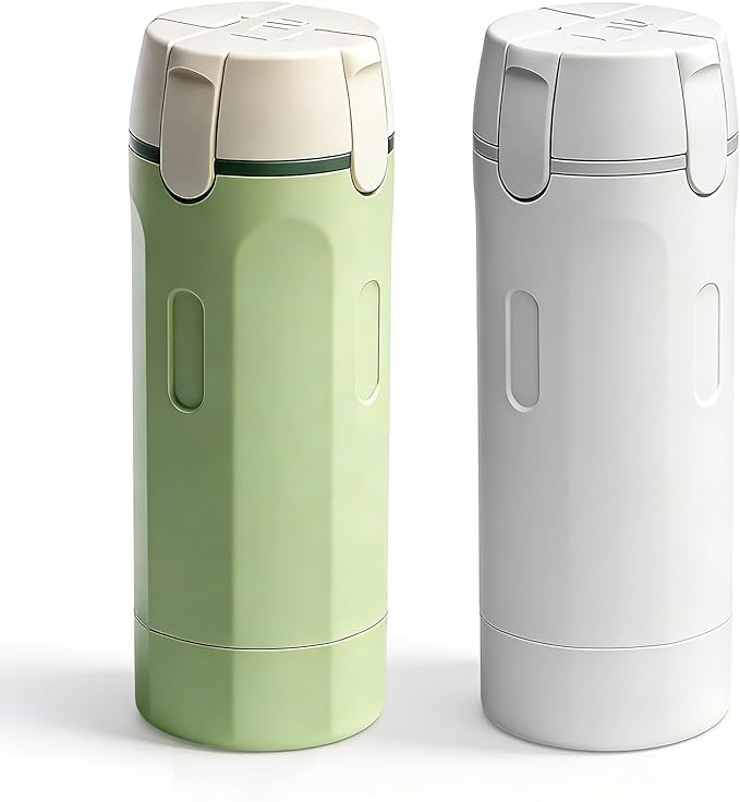 4 in 1 Travel Dispenser Bottle, 2026 New Travel Bottles for Toiletries, Toiletries Bottle for Travel, Compact Travel Shampoo and Conditioner Containers for Shampoo Lotion (White and Green)