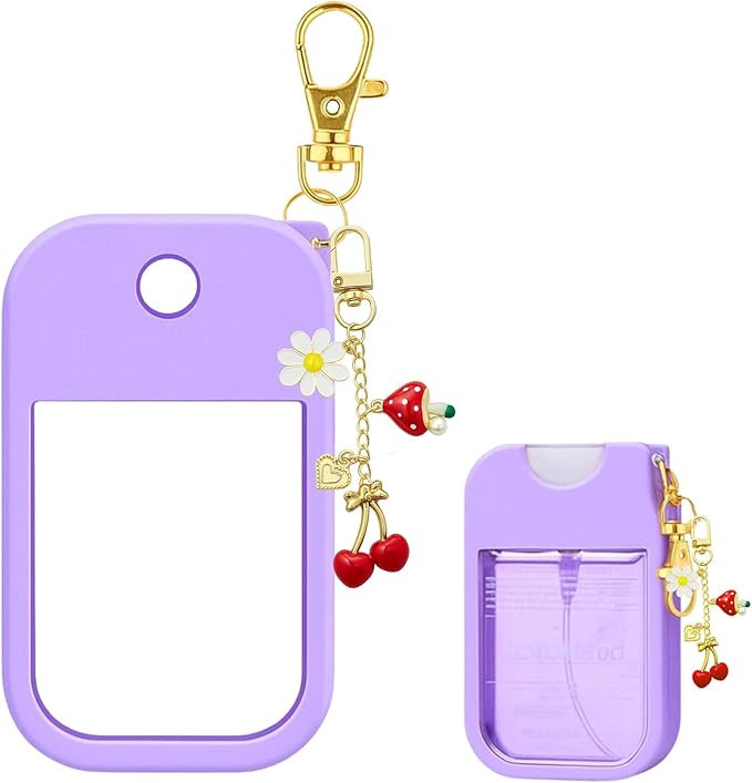Hand Sanitizer Spray Case with Keychain, Durable Silicone Holder Compatible with Touchland Power Mist & Glow Mist (1 fl oz)