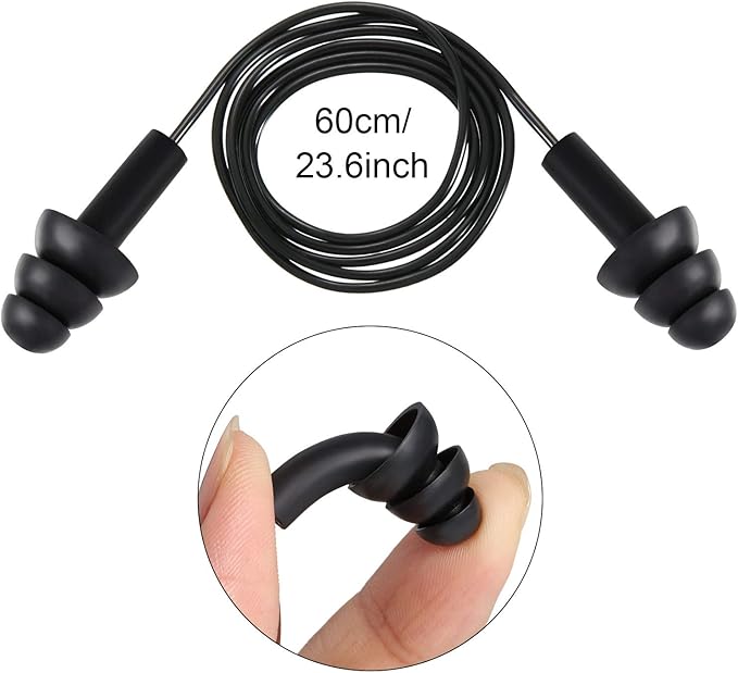 LEIFIDE 25 Pairs Corded Ear Plugs Silicone Waterproof Ear Plugs with Cords for Sleeping Snoring Swimming Shooting, Reusable Plugs Noise Cancelling and Hearing Protection
