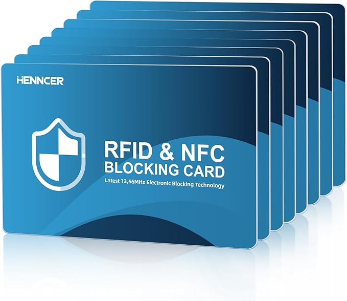 NEW RFID Blocking Card, 8 Pack Fuss Protection for Entire Wallet Shield, Credit Card Protector NFC Bank Debit Blocker, Identity Theft Prevention for Passport Travel Security (8, Blue)