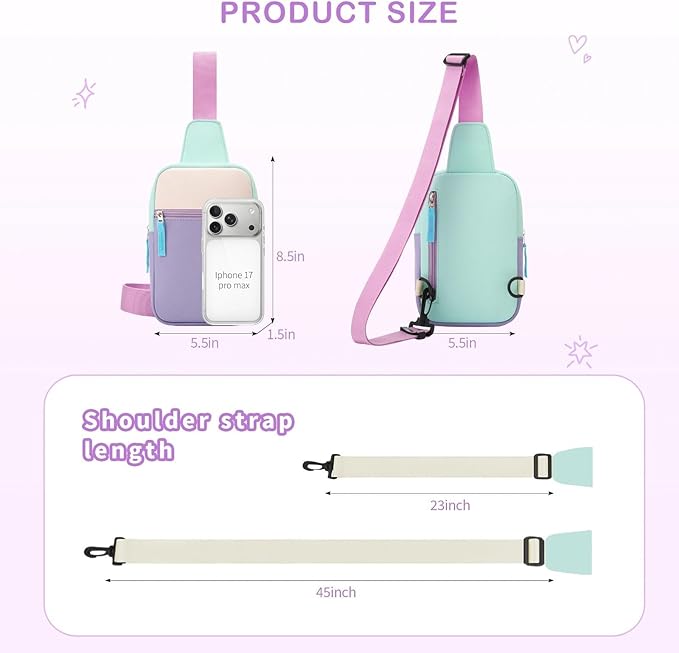 Graduation Mothers Day Gifts for Daughter Teen Girl Her, Fanny Pack Birthday Gifts for 8 9 10 11 12 Year Old Girls, Preppy Crossbody Bag, Adjustable Sling Bag Purse Trendy Stuff Kids Travel Essential