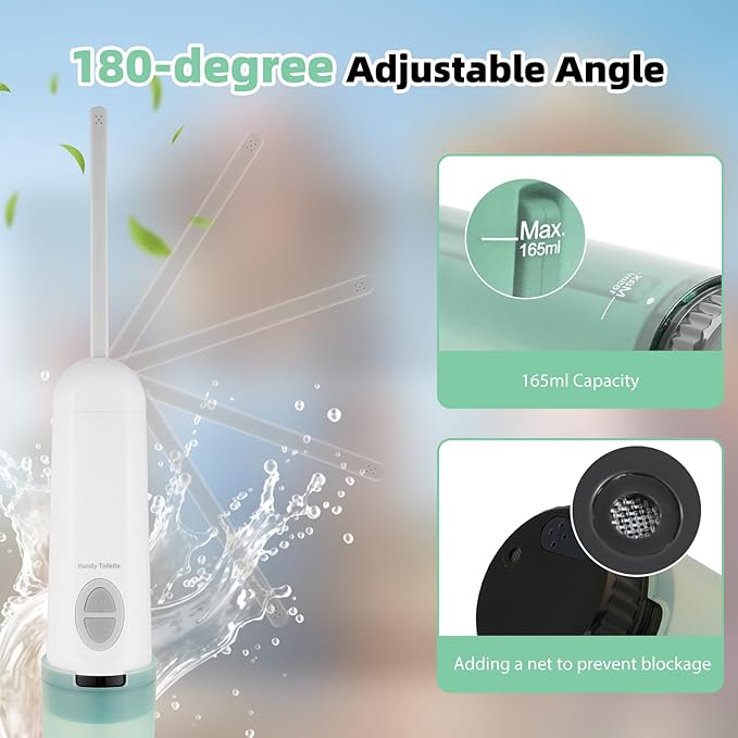 Hibbent Portable Bidet for Travel, High Pressure Handheld Electric Sprayer, Rechargeable Travel Bidet for Women & Men, Personal Hygiene Cleaning, Soothing Postpartum Care, perineal, Green