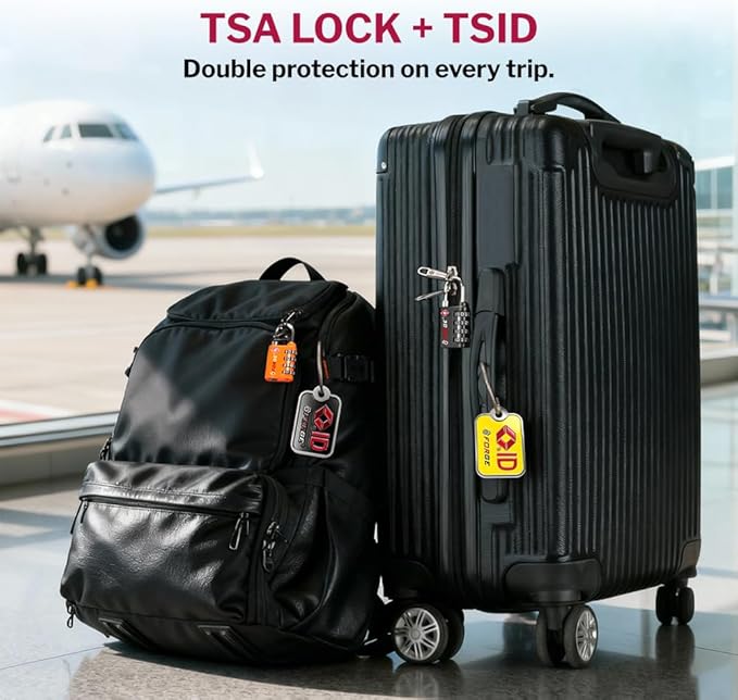 Forge Dual-Opening: Key or Combination Lock, TSA Approved Lock for Luggage, Pelican case, Travel, Gym, School, Luggage Combination Lock, Travel Bag Lock (Black 2 Locks and 2 ID)
