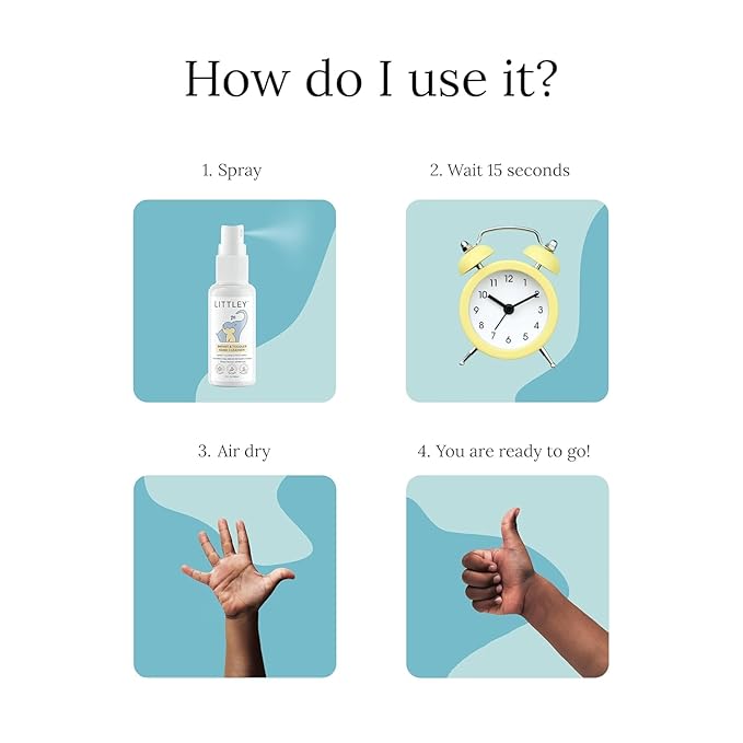 Littley Infant & Toddler Hand Cleanser | Alcohol-Free HOCl Spray for Delicate Skin | Fragrance-Free Formula | Gentle & Convenient Hand Mist | Portable Travel Size | 2 oz
