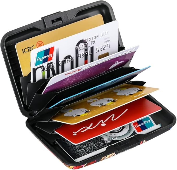 ELFISH Mini RFID Aluminum Wallet Credit Cards Holder Business Card Case Metal ID Case for Men Women(Horse)